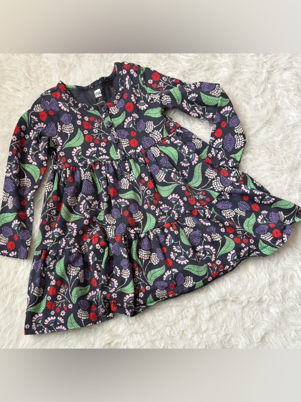 Tea Collection Kids Dress with Intricate Floral Design